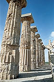 Selinunte the temple hill - A close-up of the Doric columns of temple E, 10 m high and with a diameter of more than 2 meters. 